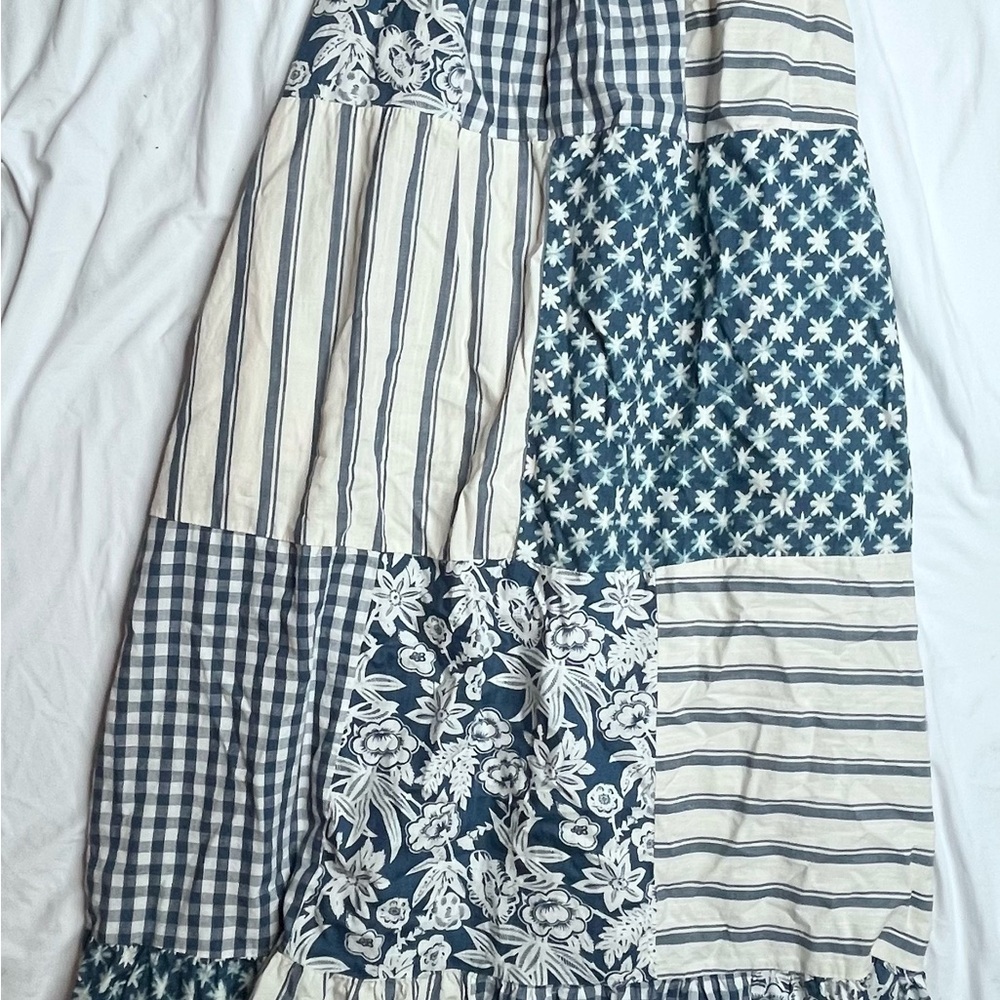 Boho Patchwork Blue and White Skirt